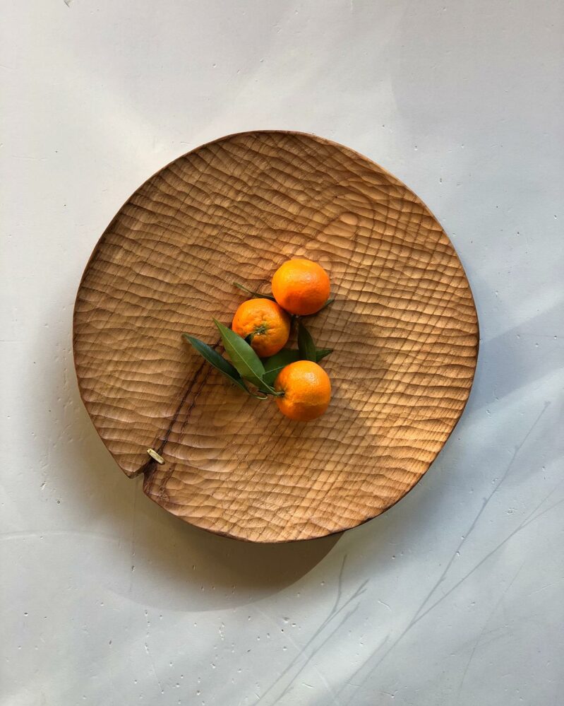 Chestnut plate with brass staple by Benjamin Fely